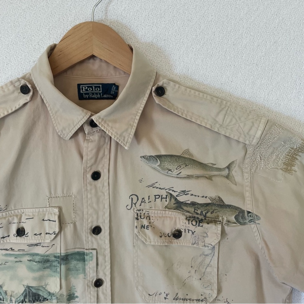Polo Ralph Lauren Sportsman Fly Fishing Patchwork Shirt Men’s L Trapper Lake - Picture 3 of 16